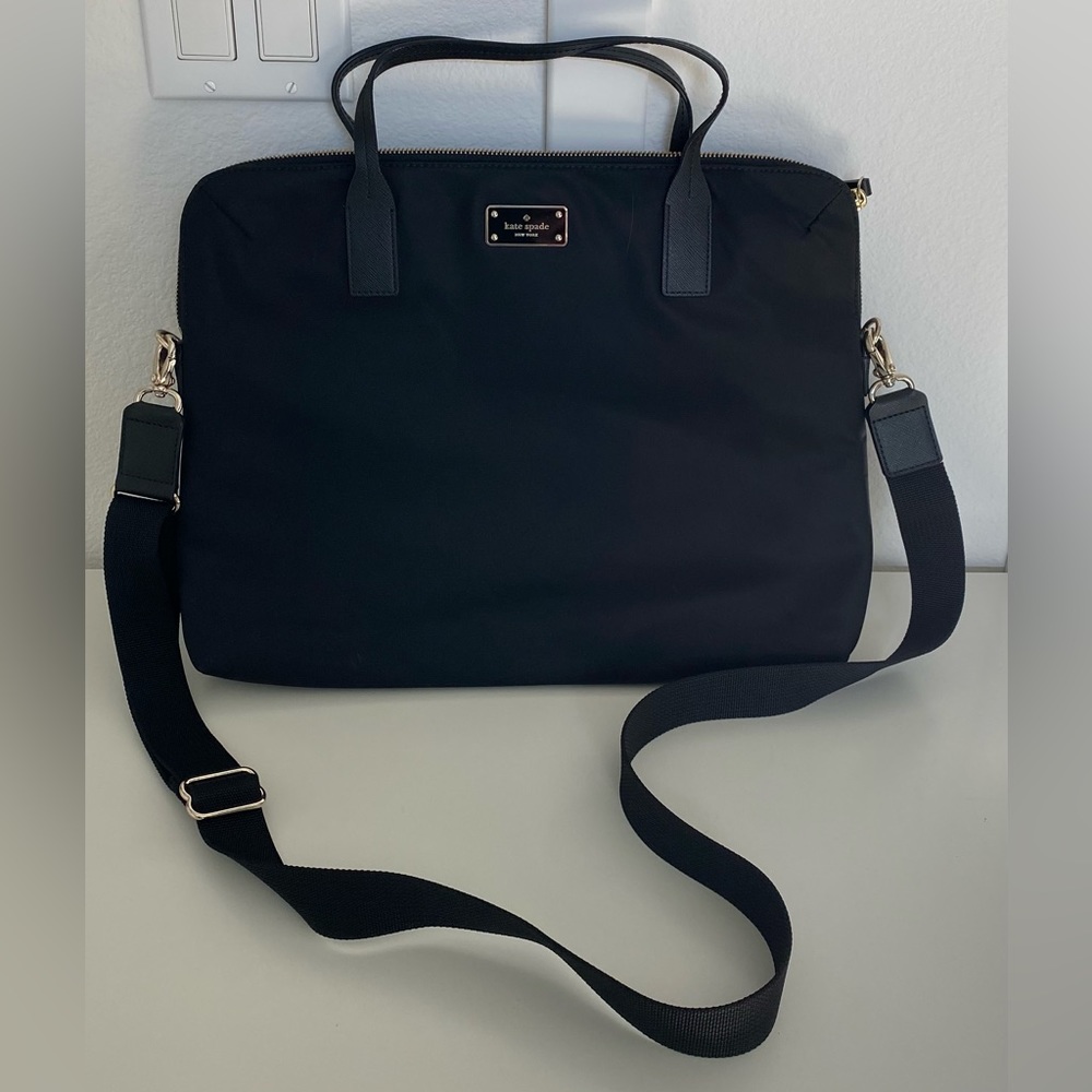 Kate Spade Black Nylon Laptop Bag Tote Messenget